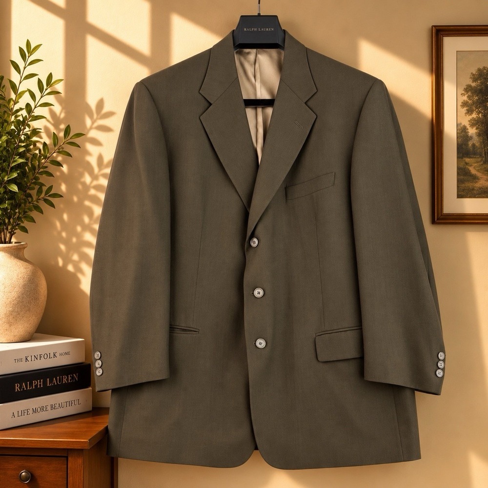 Vintage Givenchy Monsieur Blazer Mens 48R Brown Worsted Wool Stressa 3 Button